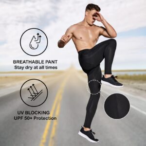 OEBLD Compression Pants Men UV Blocking Running Tights 1 or 2 Pack Gym Yoga Leggings for Athletic Workout