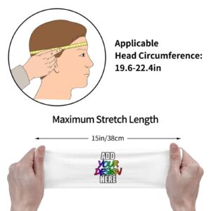 Personalized Sport Headband Hairband for Men Comfortable Nonslip Hair Sweat Bands Headbands Sweatband for Gym Running Basketball Yoga Fitness Exercise, White