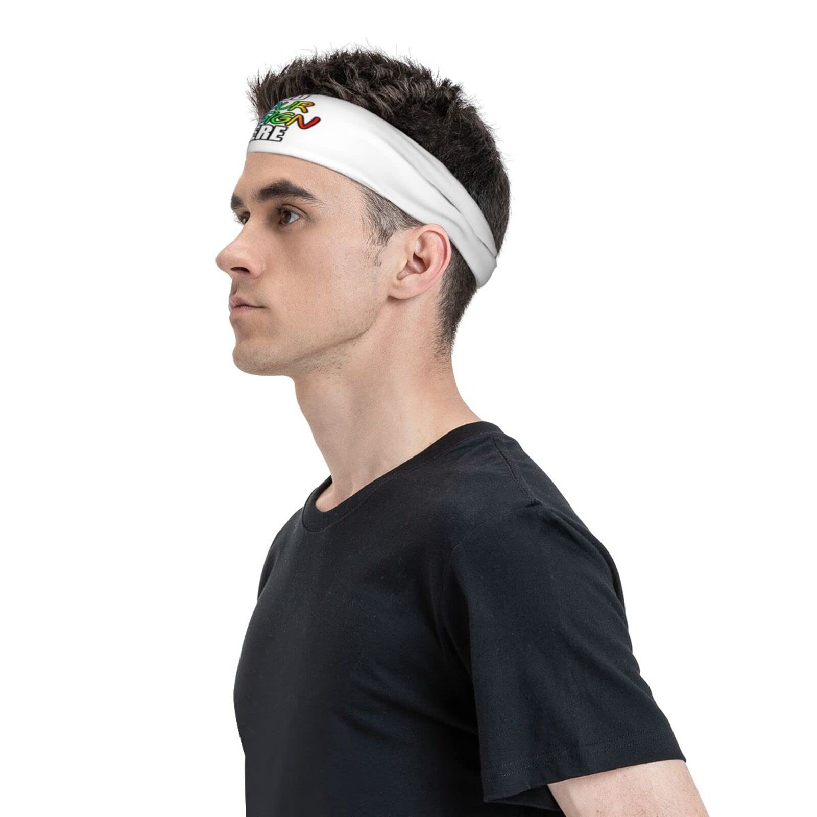 Personalized Sport Headband Hairband for Men Comfortable Nonslip Hair Sweat Bands Headbands Sweatband for Gym Running Basketball Yoga Fitness Exercise, White