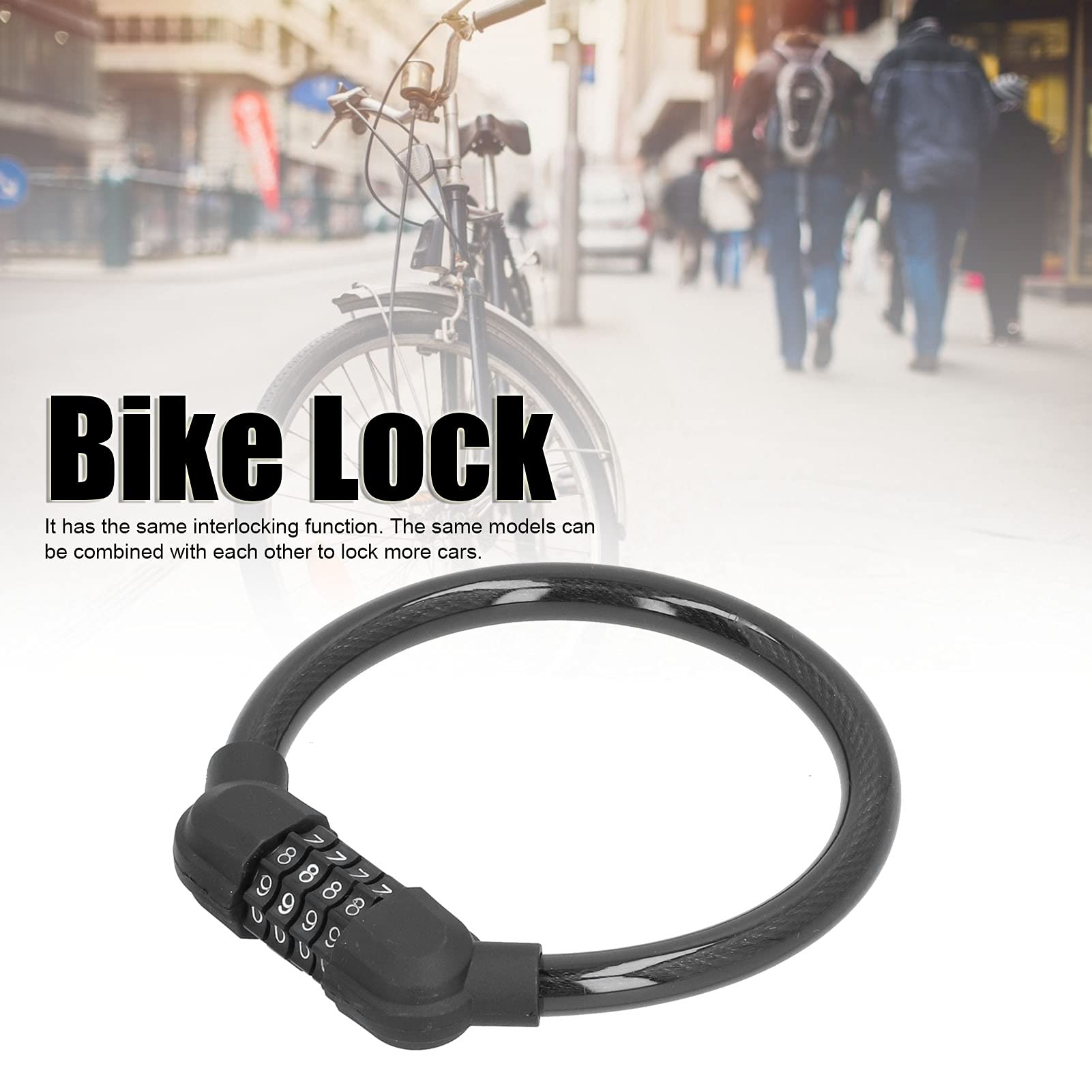 Gaeirt Bike Lock, Bike Cable Lock Lightweight and Portable with 4 Digit Passwords Technology for Cycling(Black)