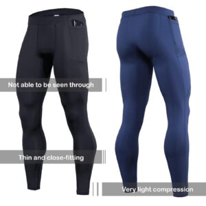 OEBLD Compression Pants Men UV Blocking Running Tights 1 or 2 Pack Gym Yoga Leggings for Athletic Workout