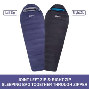 QEZER Down Sleeping Bag for Adults 32 Degree F Backpacking Sleeping Bag with 600 FP Down Ultralight Mummy Sleeping Bag with Compression Sack