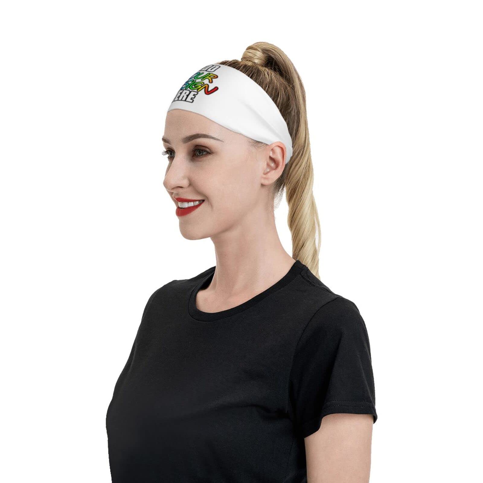 Personalized Sport Headband Hairband for Men Comfortable Nonslip Hair Sweat Bands Headbands Sweatband for Gym Running Basketball Yoga Fitness Exercise, White