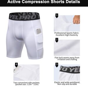 Compression Shorts Men 3 Pack, Dry Fit Compression Underwear Spandex Running Shorts Mens Workout Athletic Short Pocket