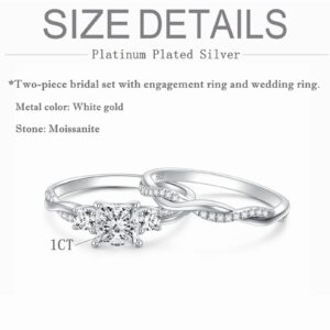 Princess Cut Wedding Ring Sets for Women White Gold, Precious Metal, Moissanite