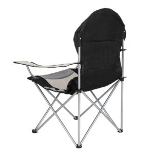 Vasitelan Outdoor Camping Chair with Back Support, Padded Lawn Chairs Folding Arm Chair with Bag, Cup Holder