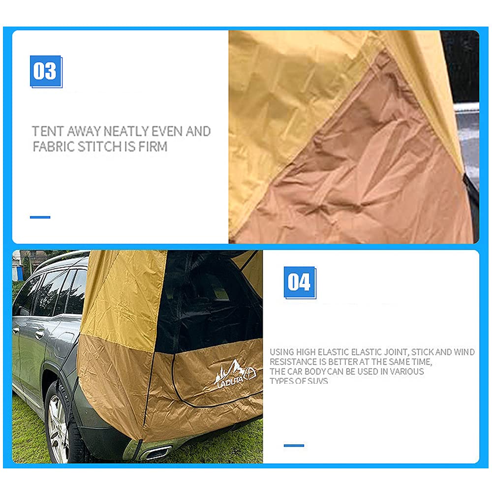 Camping Outdoor Car Trunk Tent, SUV Rainproof Car Rear Extension Awning Camping Picnic Sun Shade Rainproof Canopy