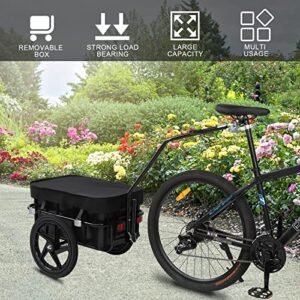 PEXMOR Bike Cargo Trailer with Removable Box & Waterproof Cover, Bicycle Wagon Trailer with 16" Wheels & Quick Release Universal Coupler, Large Loading Bike Trailer Storage Cart with Reflectors