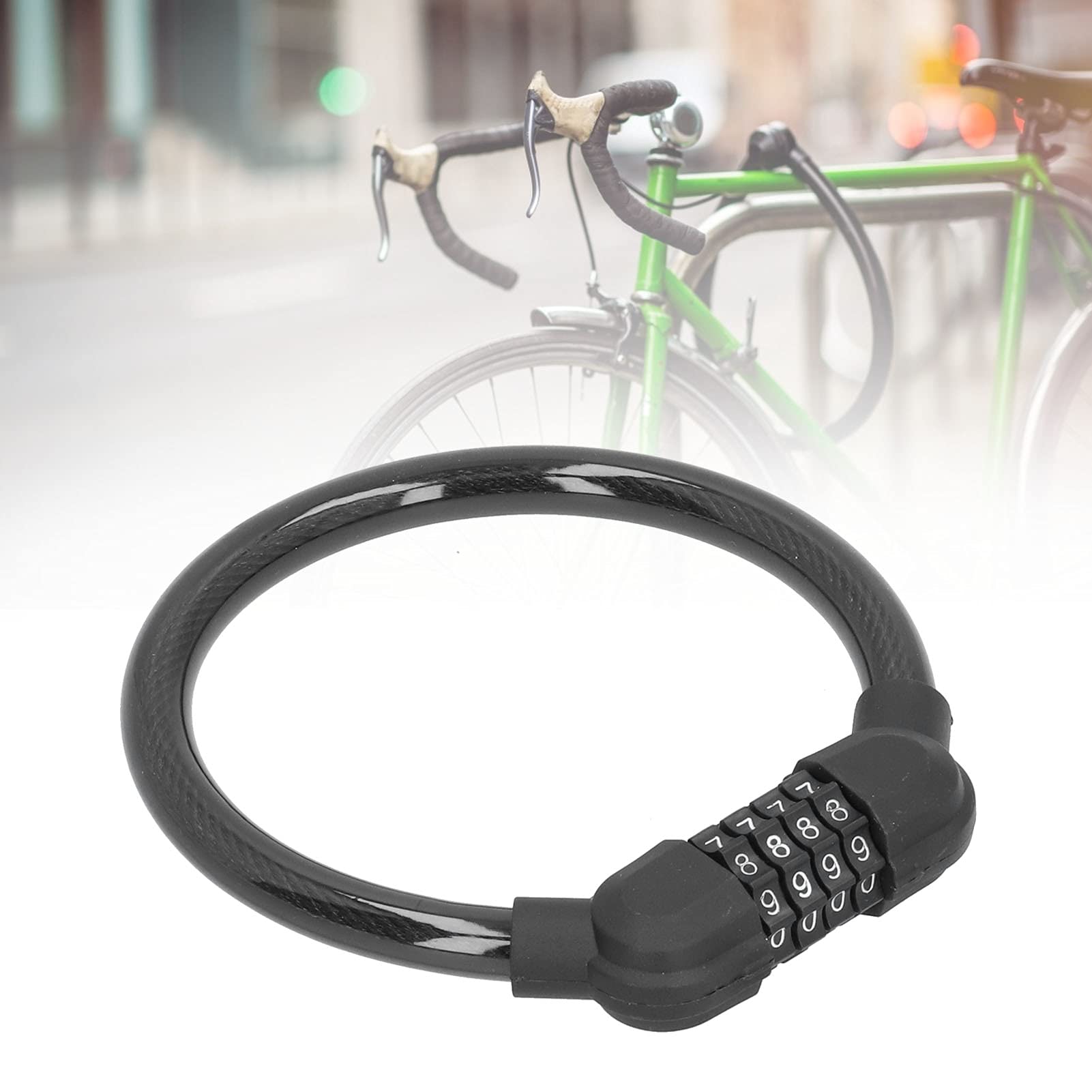 Gaeirt Bike Lock, Bike Cable Lock Lightweight and Portable with 4 Digit Passwords Technology for Cycling(Black)