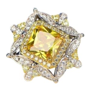 925 sterling silver yellow diamond princess cut diamond ladies ring luxury party square cut simulation 5a moissanite engagement ring cz ladies ring fashion wedding ring ring size 6-10 603 (8)