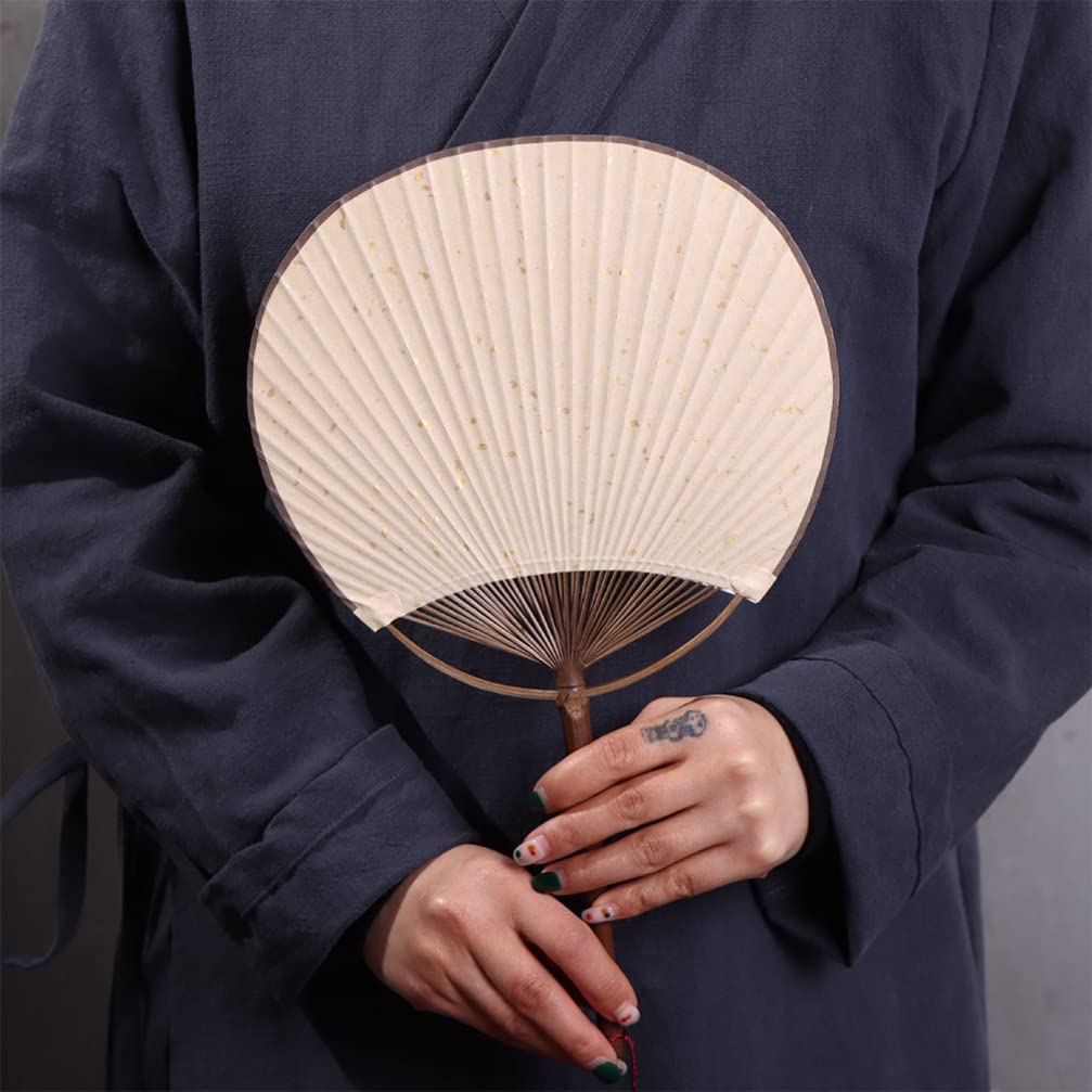 ULTNICE Round Fan Japandi Decor Silk Fans Hand Held Fan Chinese Hand Fan Blank Drawing Fan Double- Sided Paddle Fan Creative Circular Fan Simple Fan Japanese Retro Fan Rice Paper Miss Asia