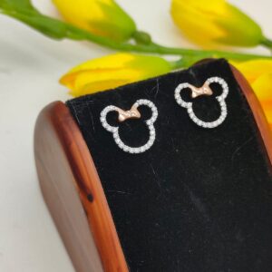 Sidapsjewels 0.18 Ct Mickey Mouse & Minnie Mouse Diamond Outline Stud Earrings 14K White Gold Over