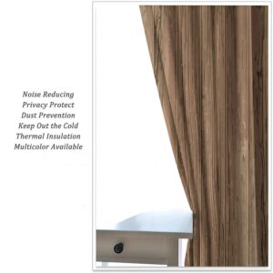 Wooden Texture Background Wallpaper Blackout Curtains – Thermal Insulated, Energy Saving & Noise Reducing Bedroom and Living Room Curtains, W72 x L72 Inch