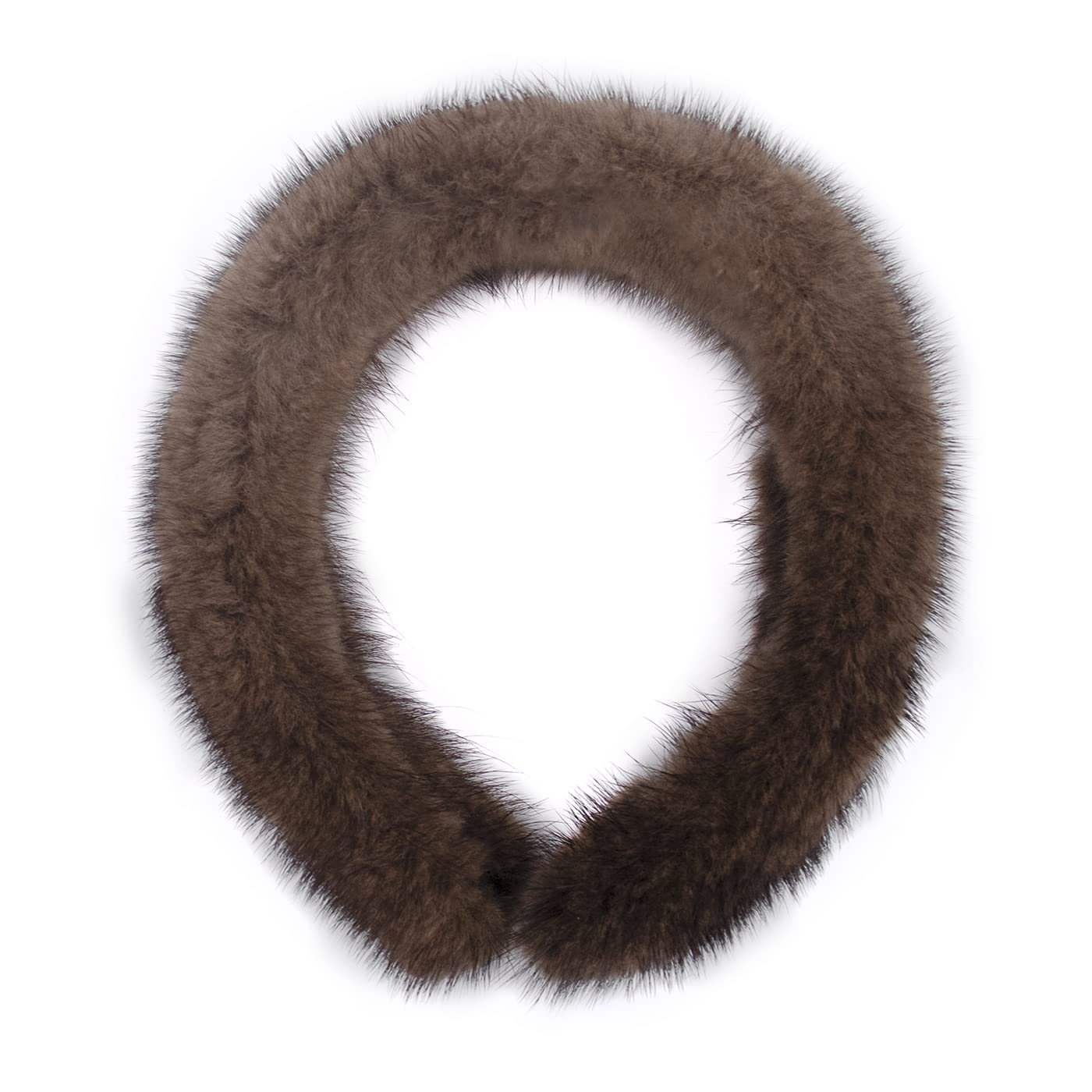 surell Real Mink Hairband - Fashion Fluffy Accessory For Hair - Luxury Comfort Headwear - Genuine Fur Stylish Fuzzy Headband (Brown)