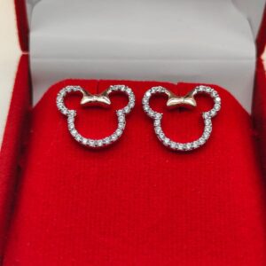 Sidapsjewels 0.18 Ct Mickey Mouse & Minnie Mouse Diamond Outline Stud Earrings 14K White Gold Over