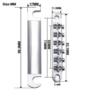 SAPHUE A Set of String Saddle Tune-O-Matic Bridge and Tailpiece with Studs for GB LP Style Electric Guitar (Chrome)