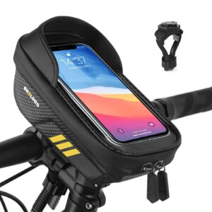 beelord bike phone front frame bag,bike accessories,waterproof bike phone holder bike phone bag,bike phone mount top tube bag with touch screen and rain cover bag,compatible phone under 6.5"