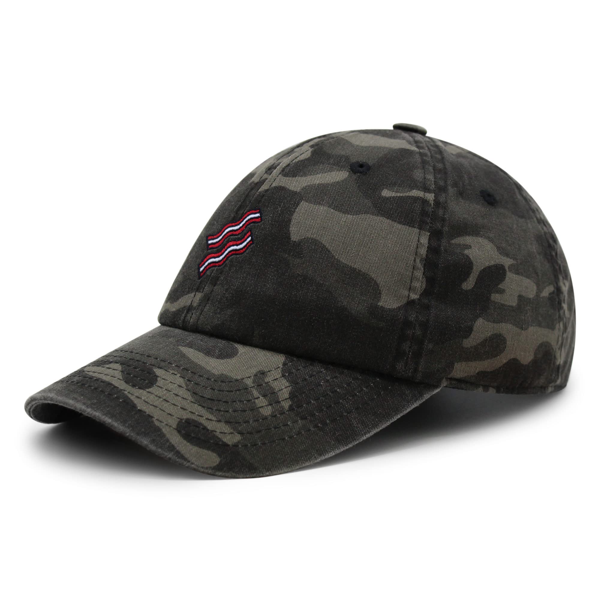 JPAK Bacon Premium Dad Hat Embroidered Baseball Cap Foodie Black Camo