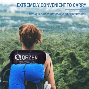 QEZER Ultralight Down Sleeping Bag for Adults 44-62 Degree F with 600 Fill Power, Compact Summer Sleeping Bag with Compression Sack for Backpacking, Hiking and Camping