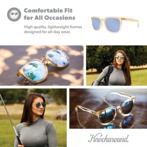 Knockaround Paso Robles Polarized Sunglasses For Men & Women, Full UV400 Protection, Glossy Peach Frames/Blue Snow Opal Lenses