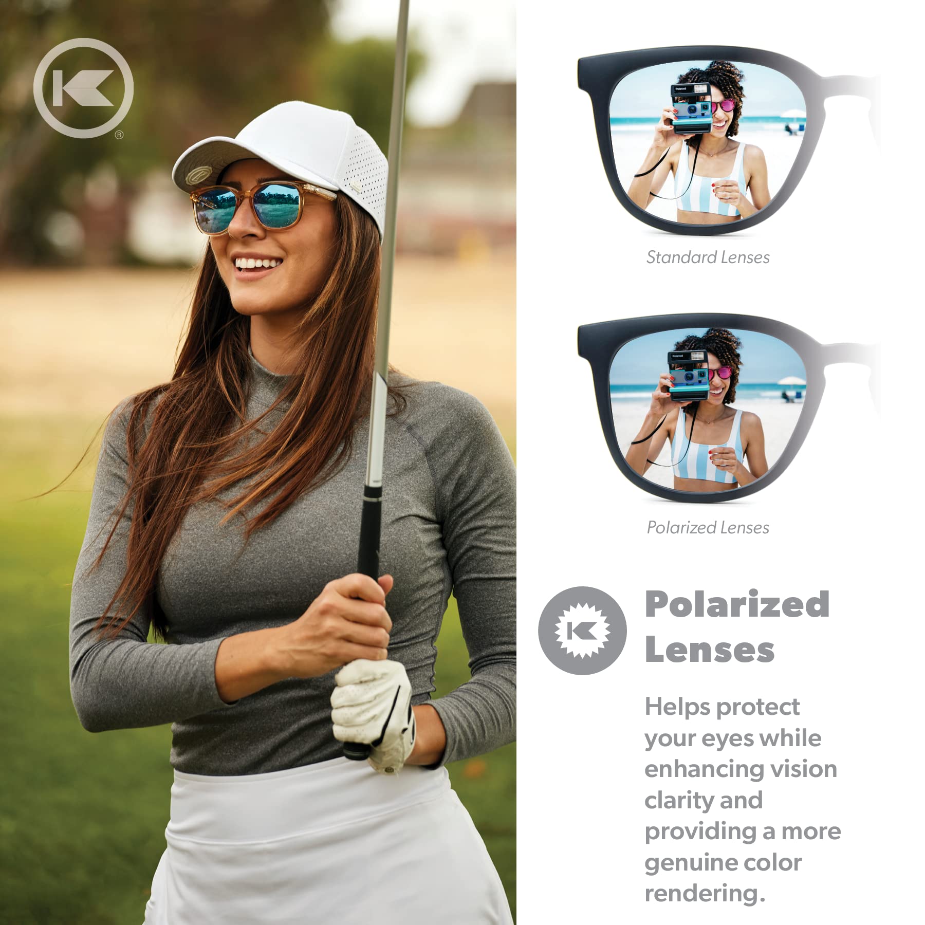 Knockaround Paso Robles Polarized Sunglasses For Men & Women, Full UV400 Protection, Glossy Peach Frames/Blue Snow Opal Lenses