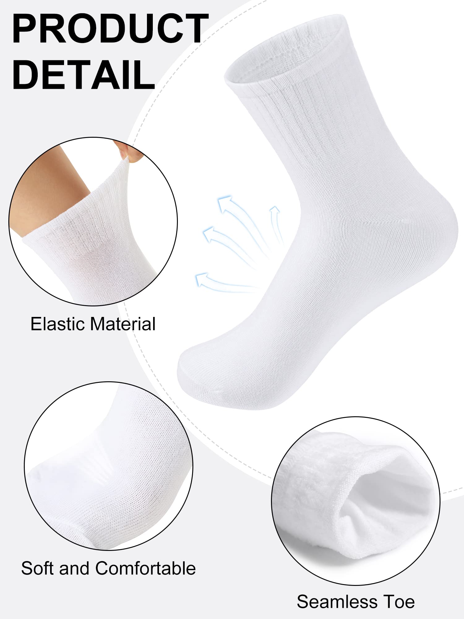 Tarpop 150 Pairs Men Quarter Ankle Socks Bulk Socks Athletic Moisture Wicking Socks Casual Sports Socks Pack (White)