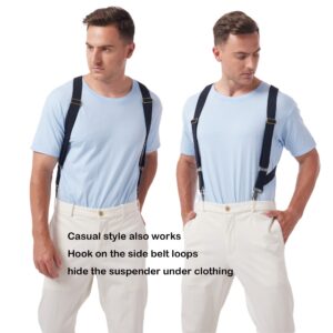 LazarsSpace Hook On Suspenders for Men X Back with 2 Side Swivel Snap Hooks and 1.5 Inch Wide Adjustable Strap