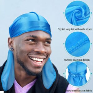 Tarpop 54 Pieces Silk Durags for Men Women 18 Colors Durags Wave Cap Satin Durags for 360 Waves Breathable Doo Rags with Wide Strap Durags for Hair Waves Fitness Cycling Hiking Camping Running