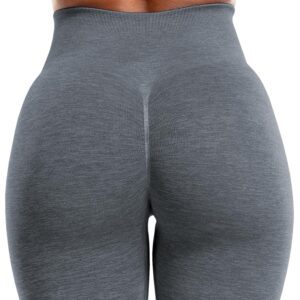 VOYJOY Athletic Workout Scrunch Leggings for Women High Waist Seamless Gym Pants Tummy Control Amplify Tights Charcoal Grey M