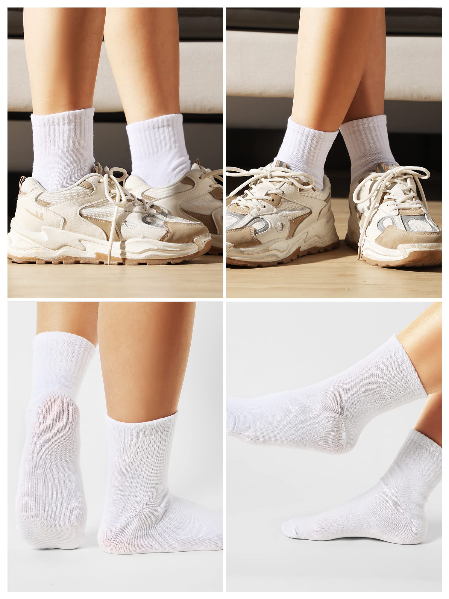 Tarpop 150 Pairs Men Quarter Ankle Socks Bulk Socks Athletic Moisture Wicking Socks Casual Sports Socks Pack (White)