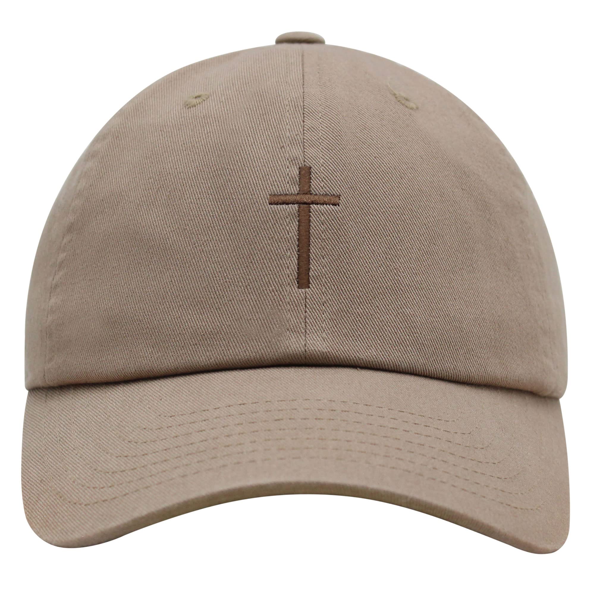 JPAK Cross Premium Dad Hat Embroidered Baseball Cap Christian Jesus Khaki