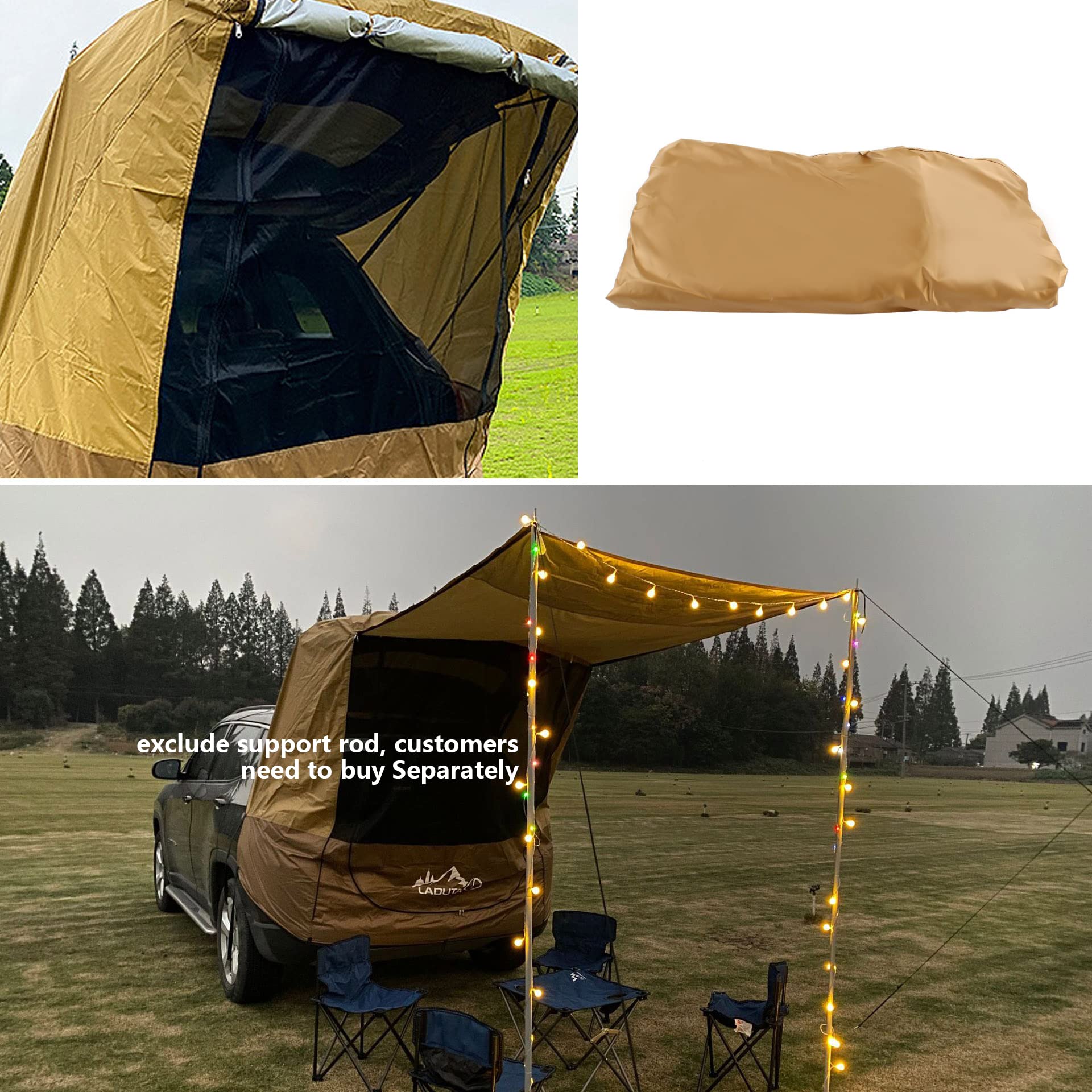 Camping Outdoor Car Trunk Tent, SUV Rainproof Car Rear Extension Awning Camping Picnic Sun Shade Rainproof Canopy