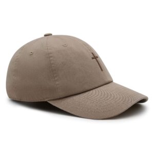 JPAK Cross Premium Dad Hat Embroidered Baseball Cap Christian Jesus Khaki