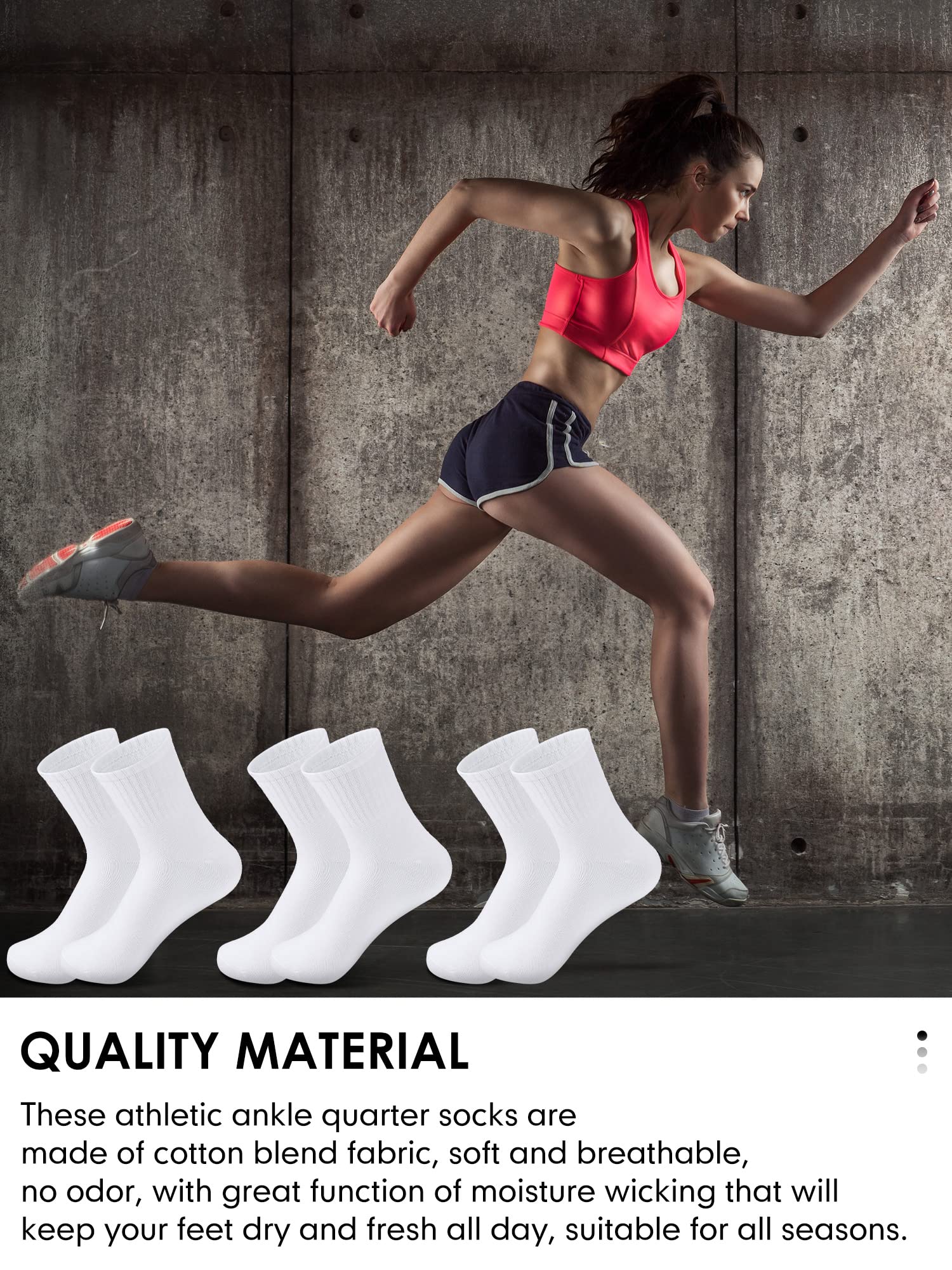 Tarpop 150 Pairs Men Quarter Ankle Socks Bulk Socks Athletic Moisture Wicking Socks Casual Sports Socks Pack (White)