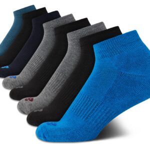 New Balance Boys' Quarter Socks - 8 Pack Performance Cushion Comfort Socks - Athletic Quarter Socks for Boys (4-12), Size Medium, Blue Assorted