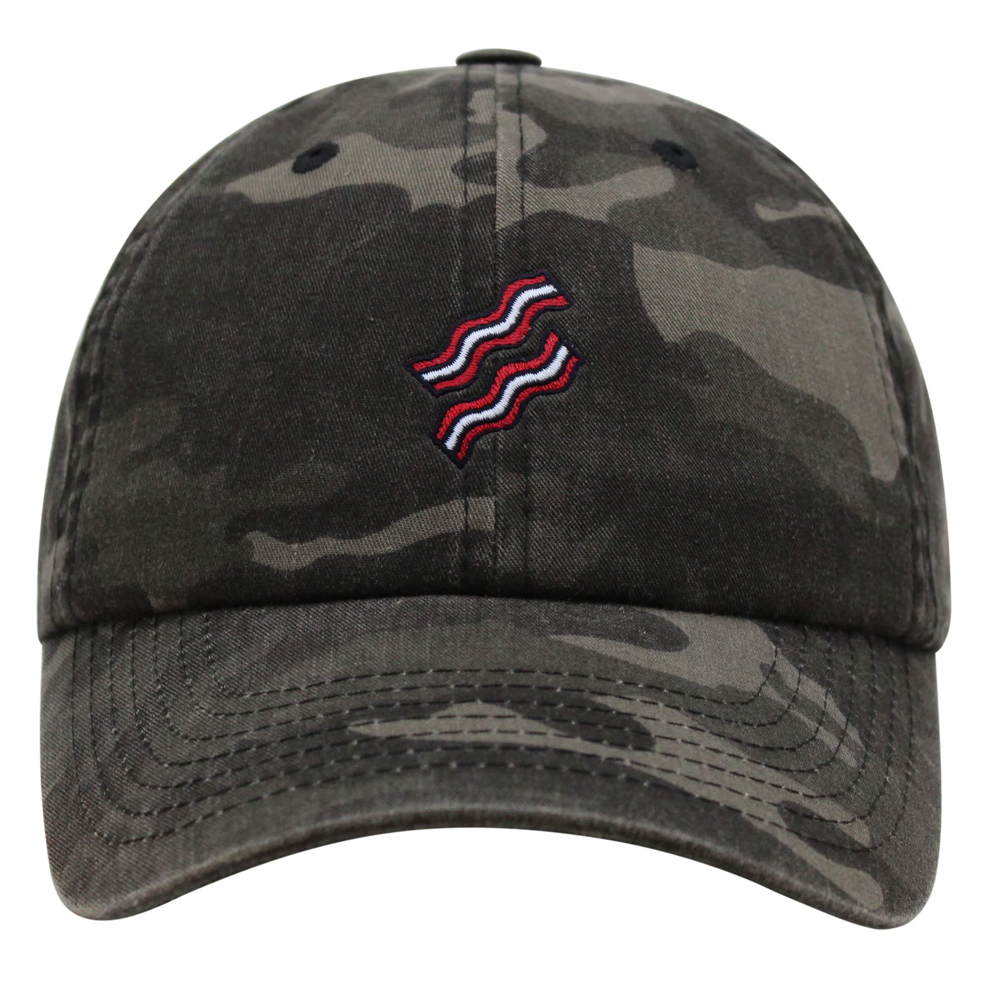 JPAK Bacon Premium Dad Hat Embroidered Baseball Cap Foodie Black Camo