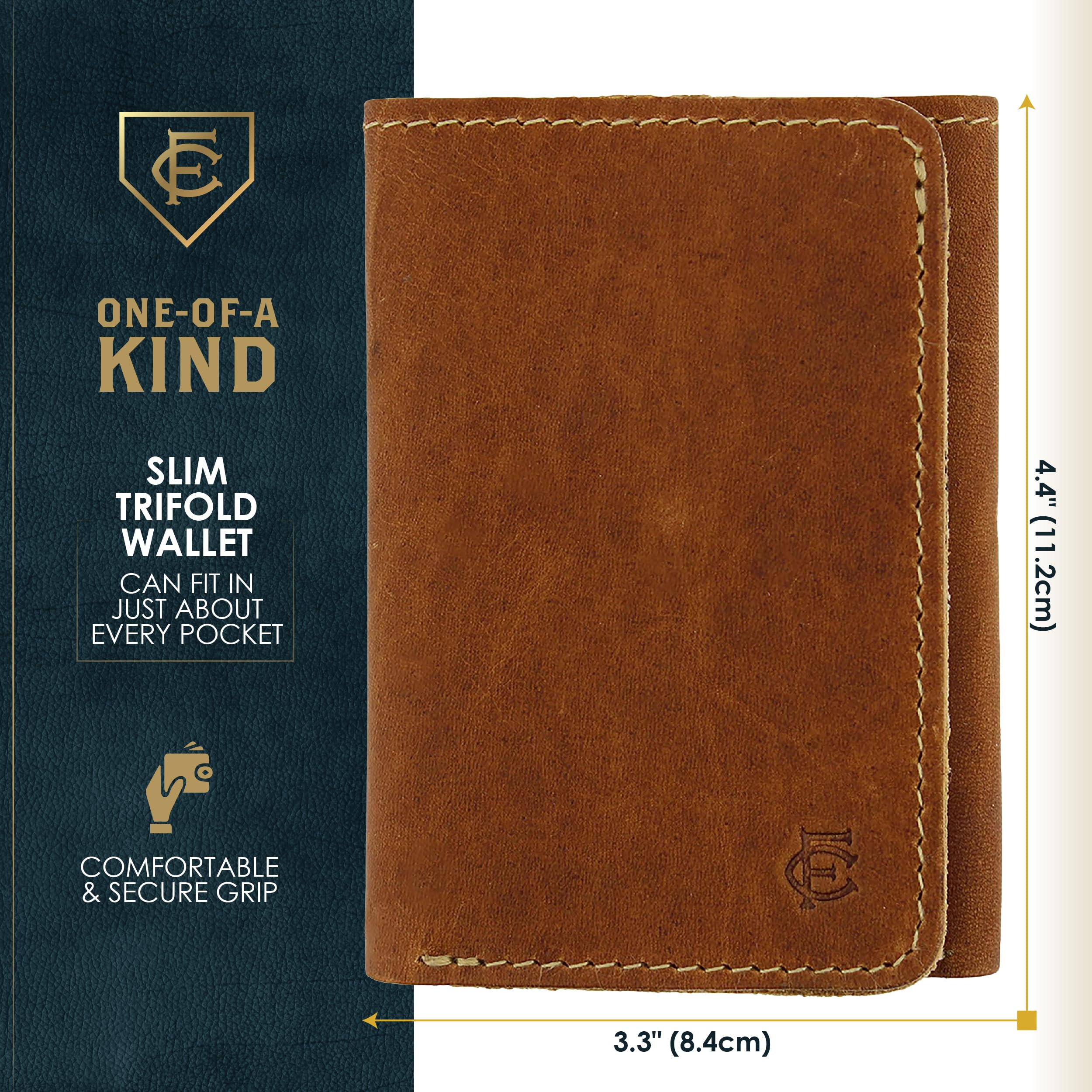 FIELDERS CHOICE GOODS Leather Trifold Wallet - Handcrafted from Vintage Baseball Gloves by FC Goods