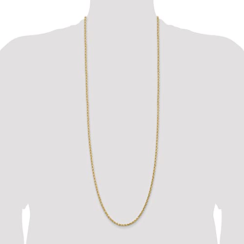 Avariah Solid 14K Yellow Gold 3mm Diamond-cut Rope with Lobster Lock Chain - 36"