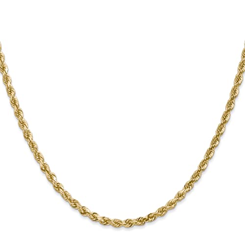 Avariah Solid 14K Yellow Gold 3mm Diamond-cut Rope with Lobster Lock Chain - 36"