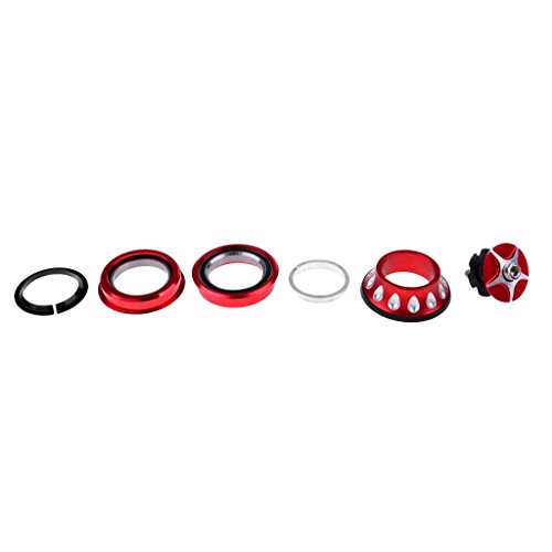 Bicycle 1-1/8'' Threadless MTB/Road Bike/Bike Cycling External Cup Headset 44mm Head Tube Headset with Bearings Red