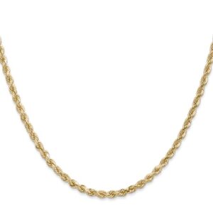 Avariah Solid 14K Yellow Gold 3mm Diamond-cut Rope with Lobster Lock Chain - 36"