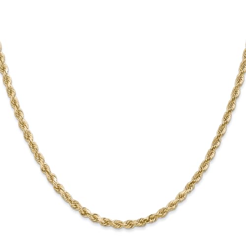 Avariah Solid 14K Yellow Gold 3mm Diamond-cut Rope with Lobster Lock Chain - 36"