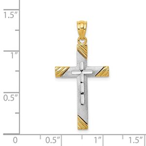 Avariah Solid 14K Yellow Gold w/Rhodium Cross Pendant - 33.75mm