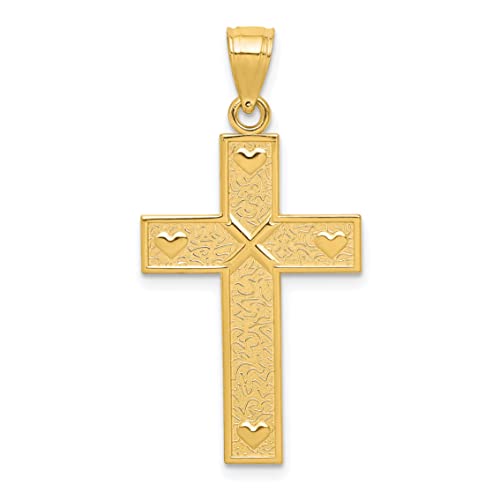 Avariah Solid 10K Yellow Gold Cross W/GOD LOVES ME On Reverse Pendant - 33mm