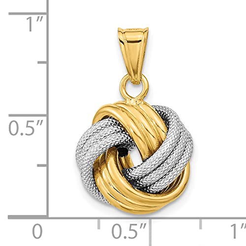 Avariah Gold 14k Two-Tone Polished Textured Love Knot Pendant - Made In Italy