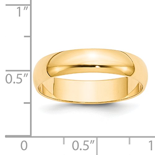 Avariah Solid 14k Yellow Gold 5mm Lightweight Half Round Wedding Band Size 8.5 - Ring Size 8.5