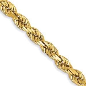 Avariah Solid 14K Yellow Gold 3mm Diamond-cut Rope with Lobster Lock Chain - 36"