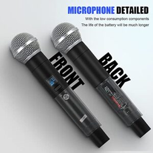 micfuns K7 Professional Wireless 2 Handheld VHF 230-250 MHZ Microphone System 100m distand for Karaoke,Party, Speech