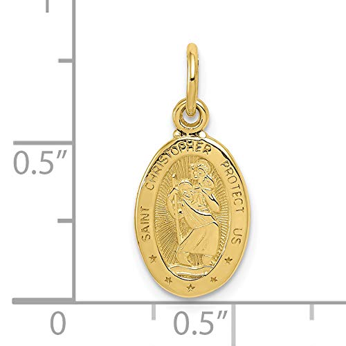 Avariah Solid 10k Yellow Gold Saint Christopher Medal Charm - 21mm