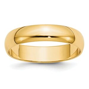 Avariah Solid 14k Yellow Gold 5mm Lightweight Half Round Wedding Band Size 8.5 - Ring Size 8.5